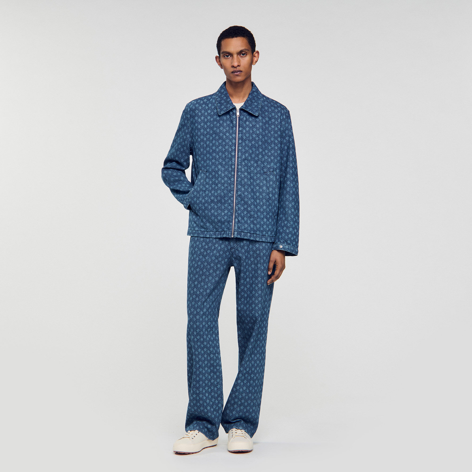 Veste en denim à motif corde