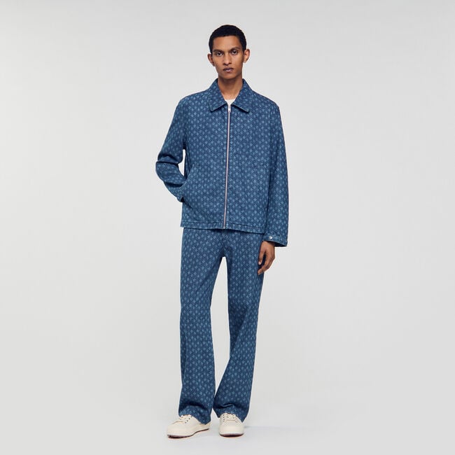 Veste en denim à motif corde