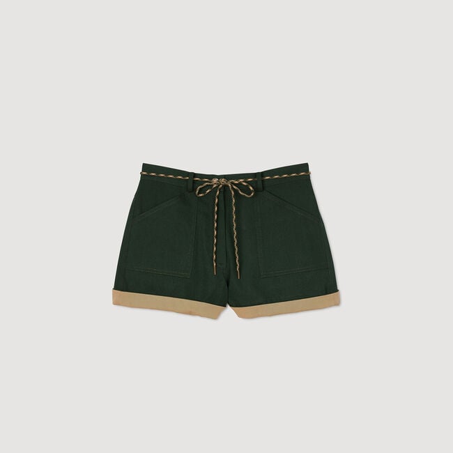 Short bicolore à ceinture cordon