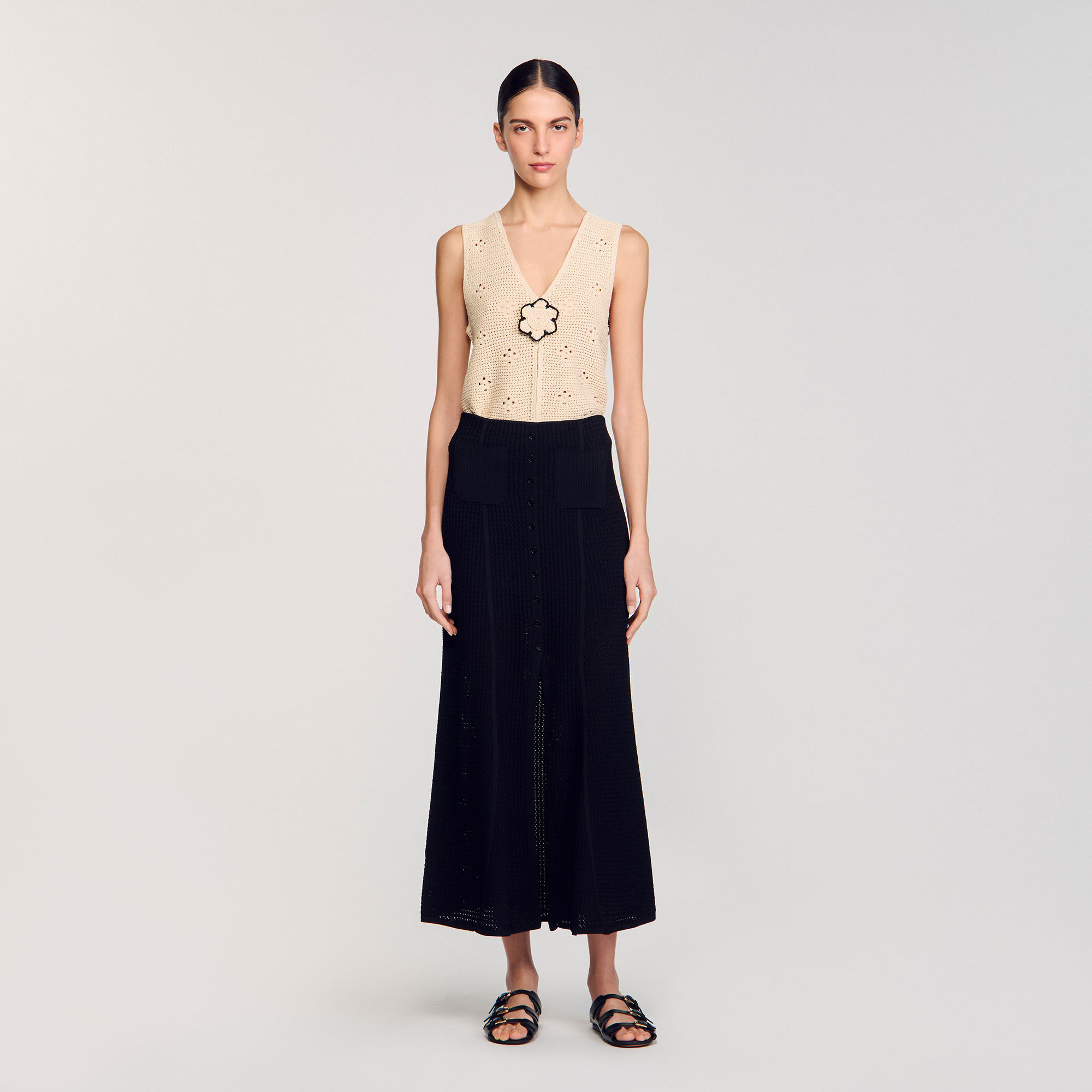 Jupe longue en maille fantaisie