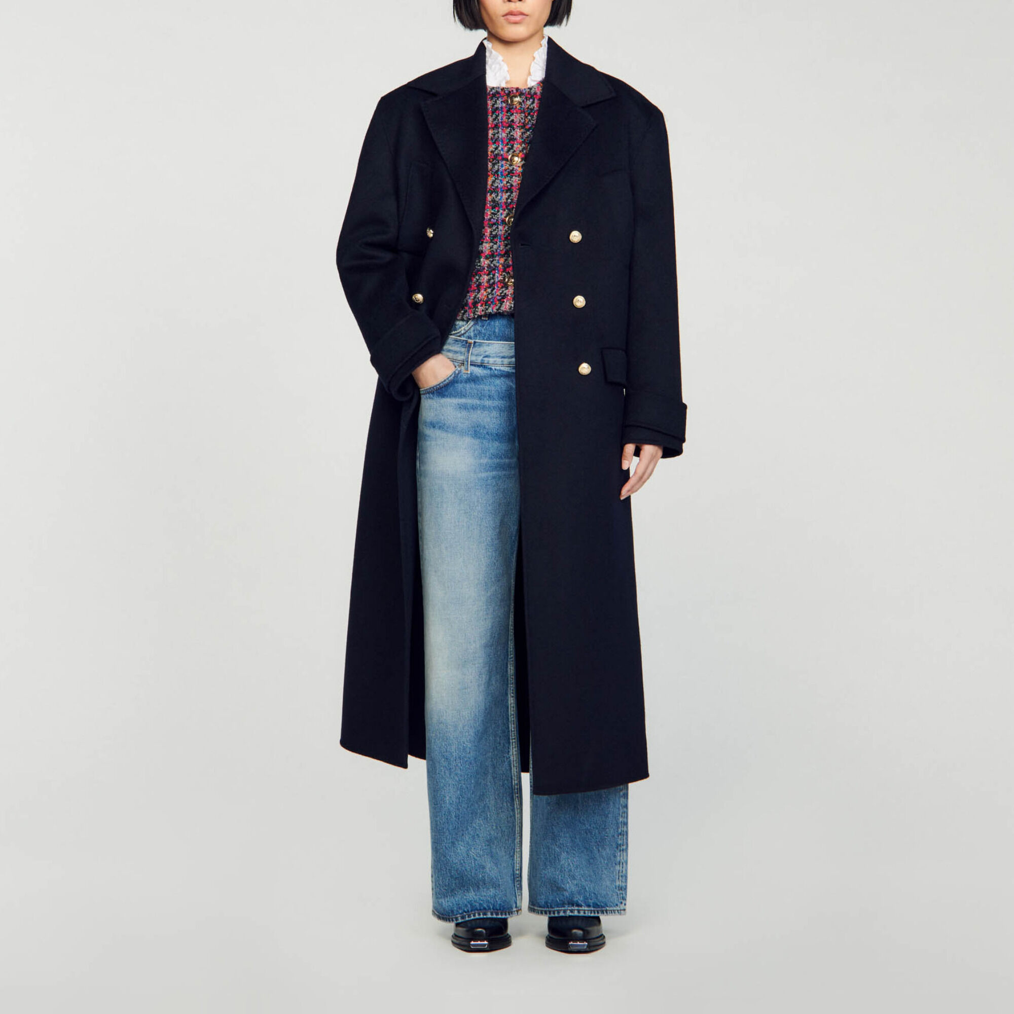 Manteau Long Manteau Bleu Marine Oversize Manteau Long Oversize