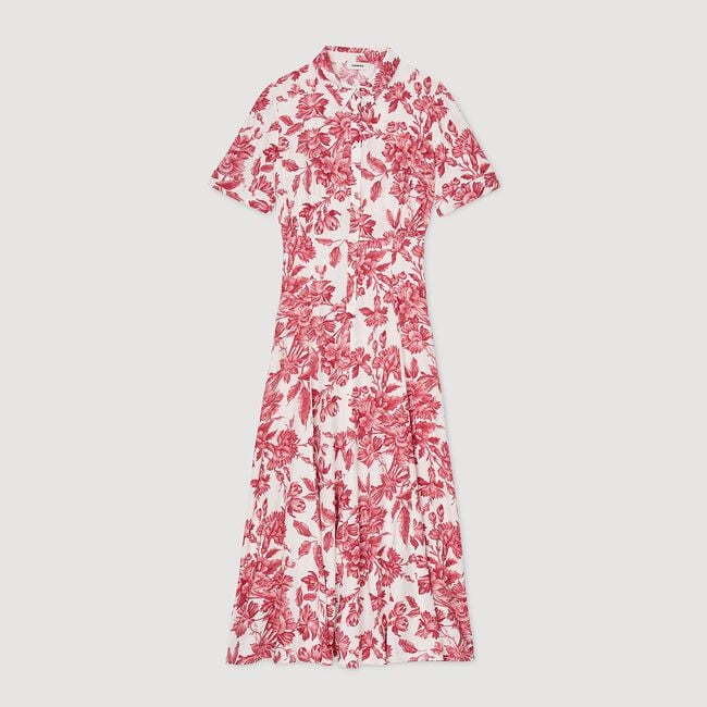 Robe longue chemise à imprimé fleuri