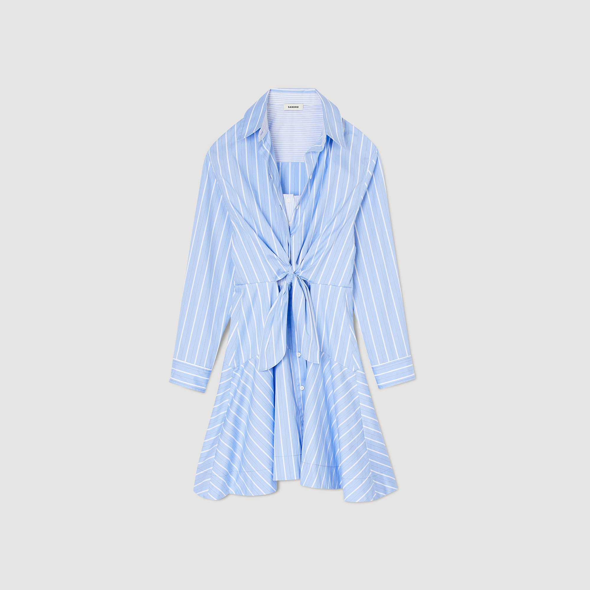 Robe chemise nou&eacute;e &agrave; rayures