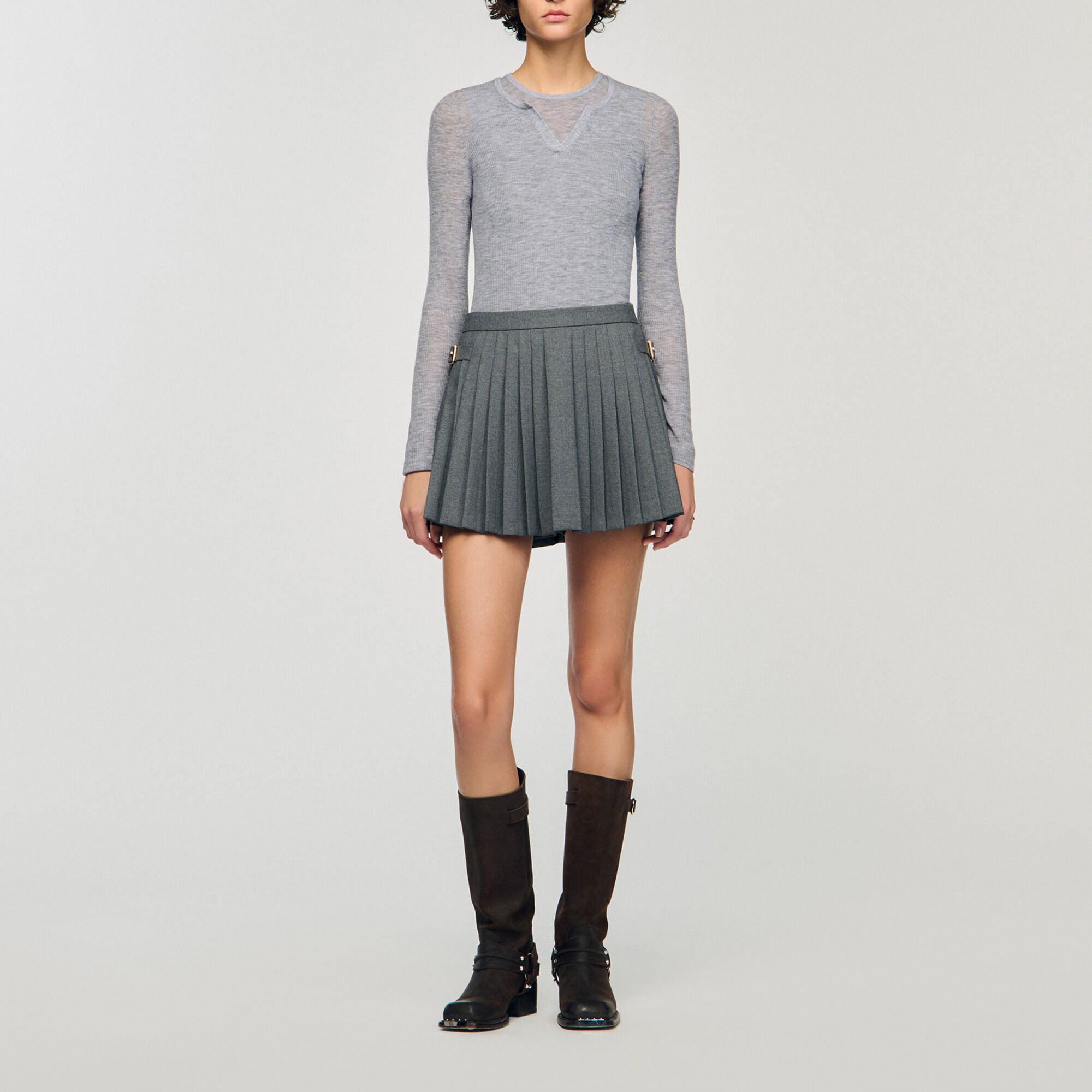 Jupe short &agrave; plis - Femme | Sandro Paris