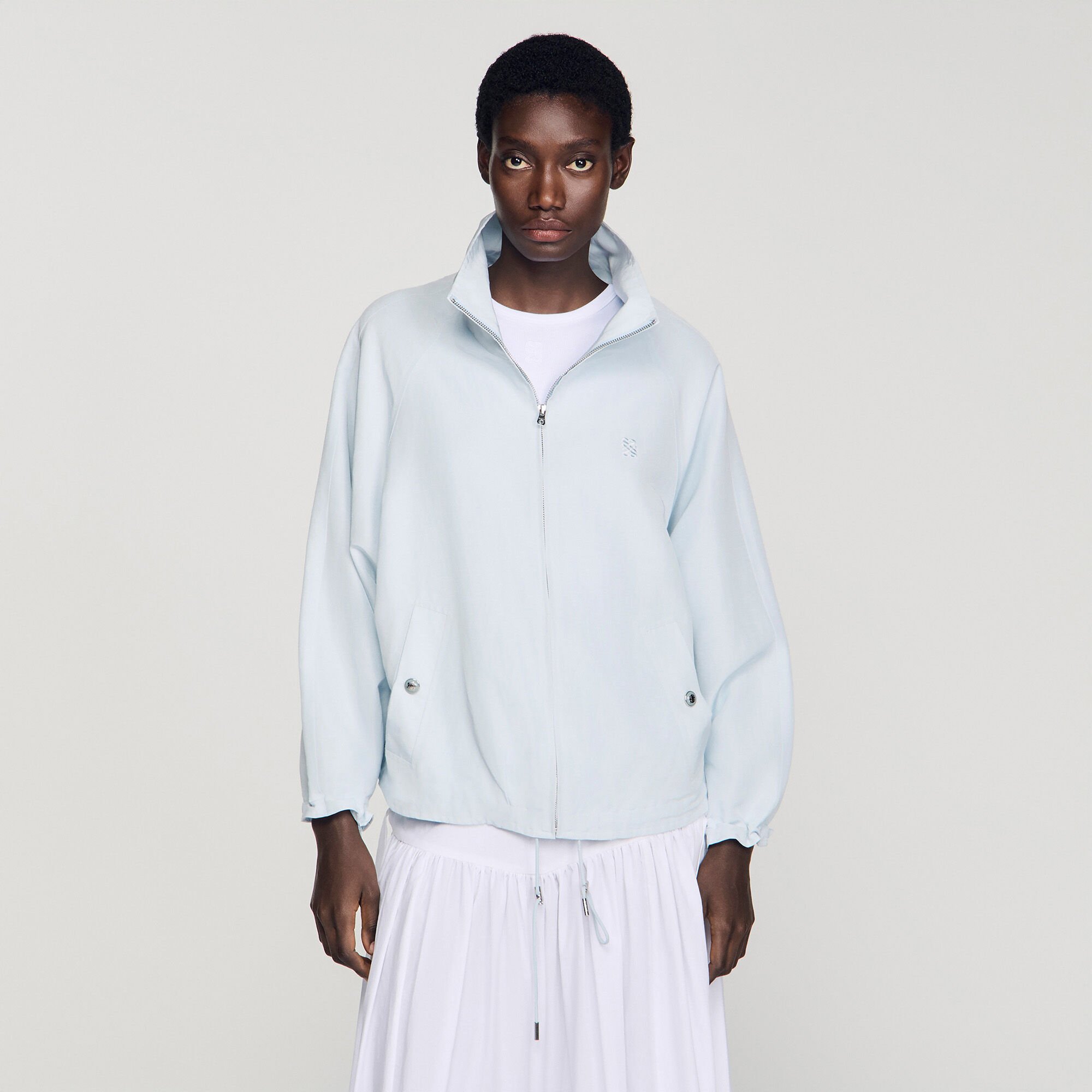 Blouson oversize col montant brod&eacute;