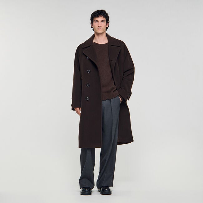 Manteau croisé laine et cachemire