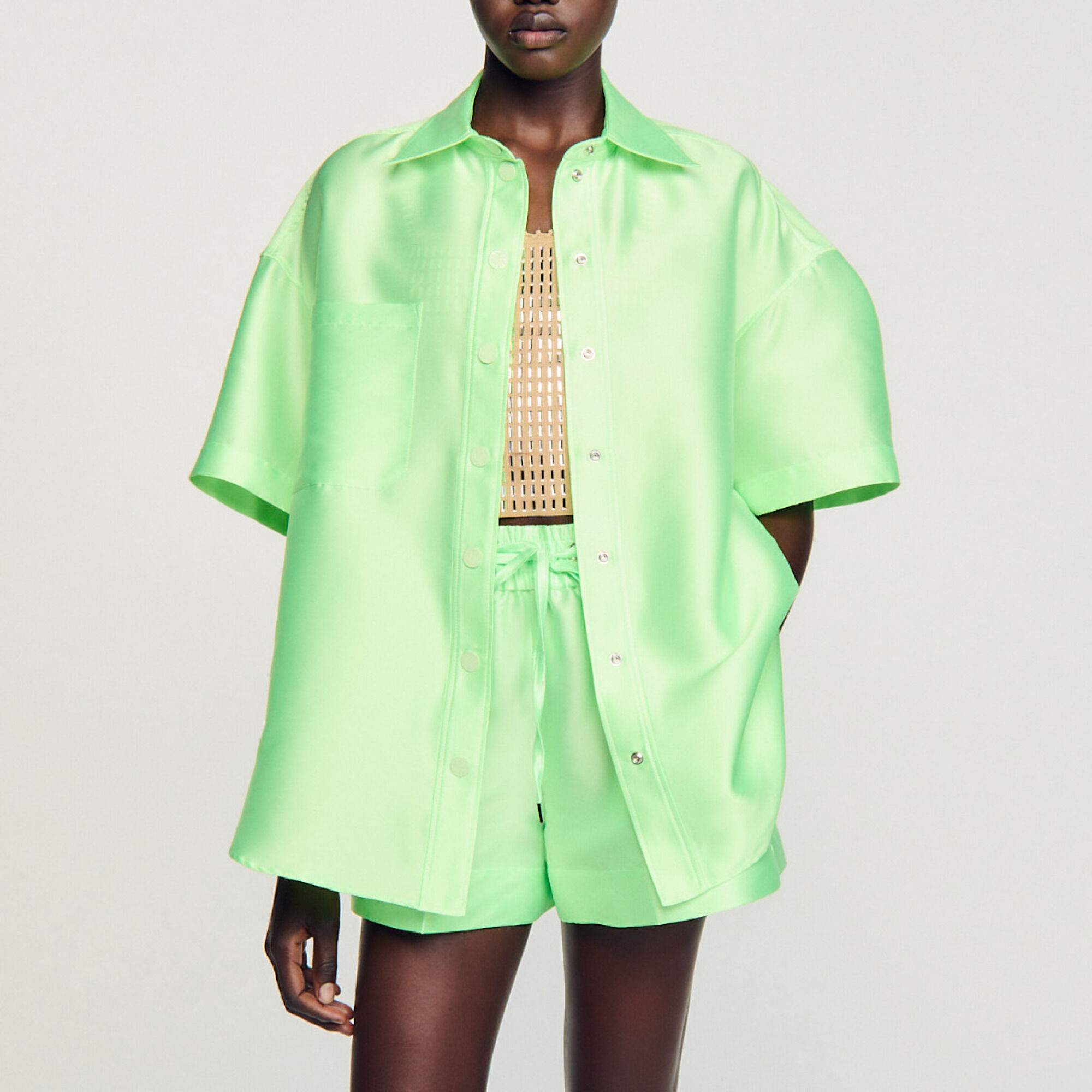 Chemise oversized satinée