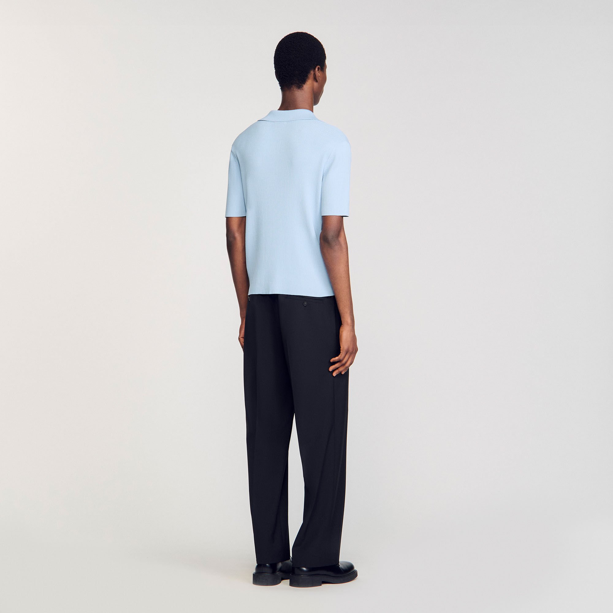 Polo en maille côtelée