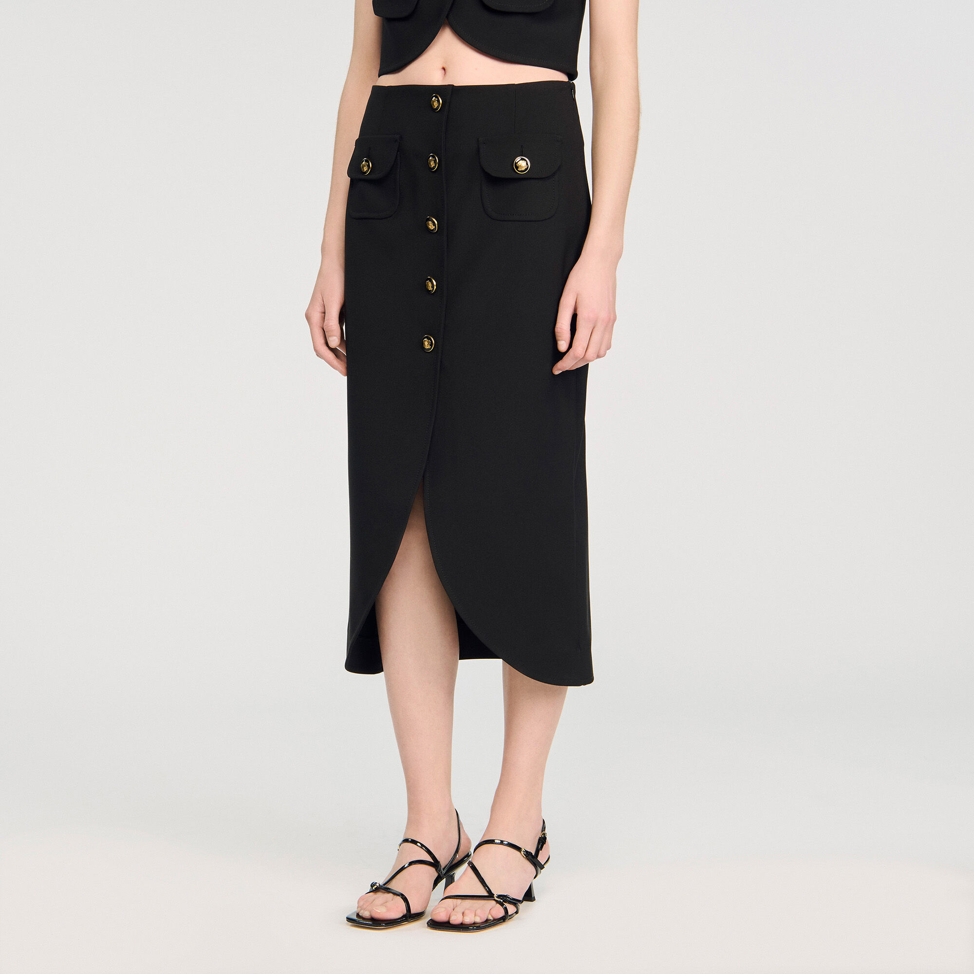 Jupe midi boutonnée