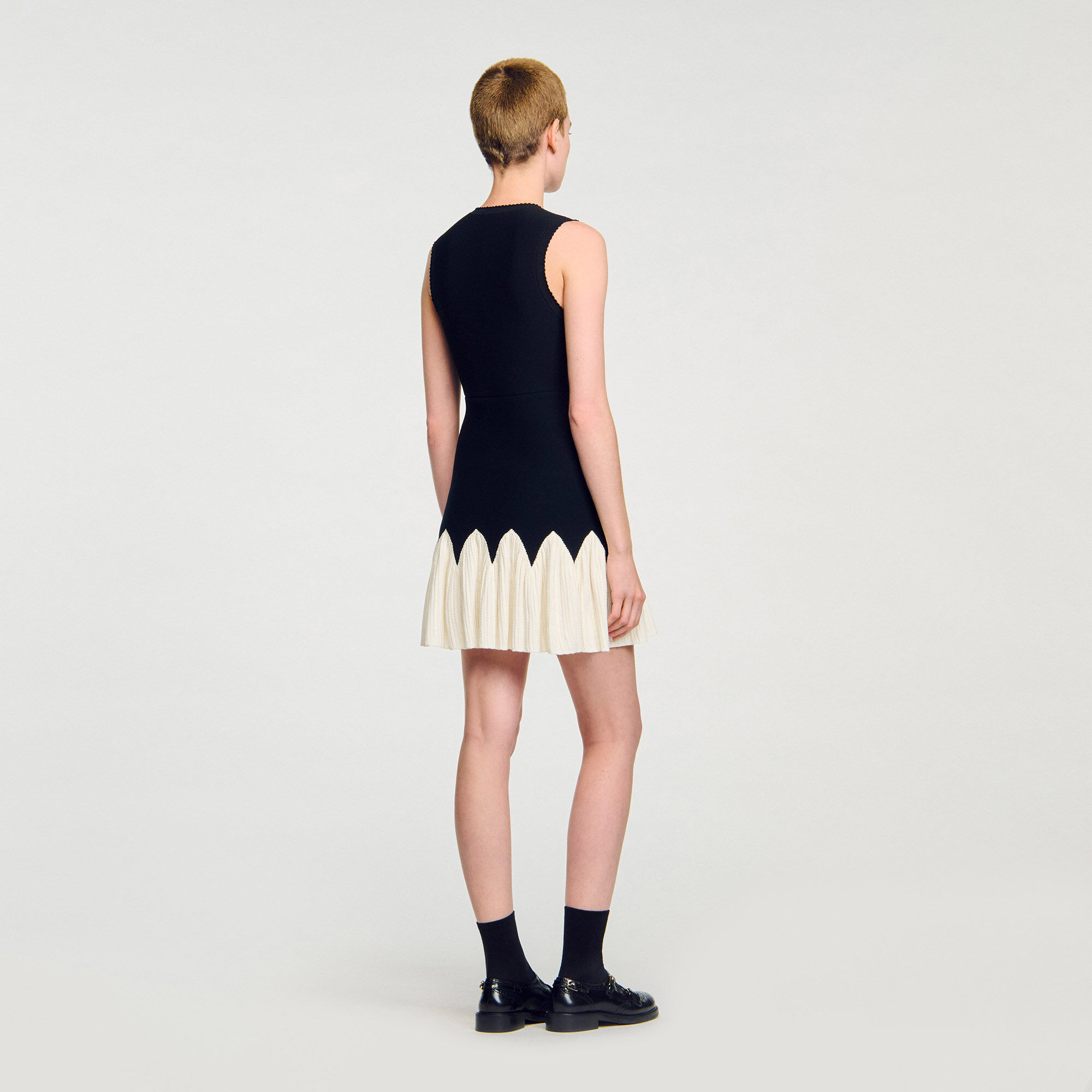 Robe courte en maille bicolore