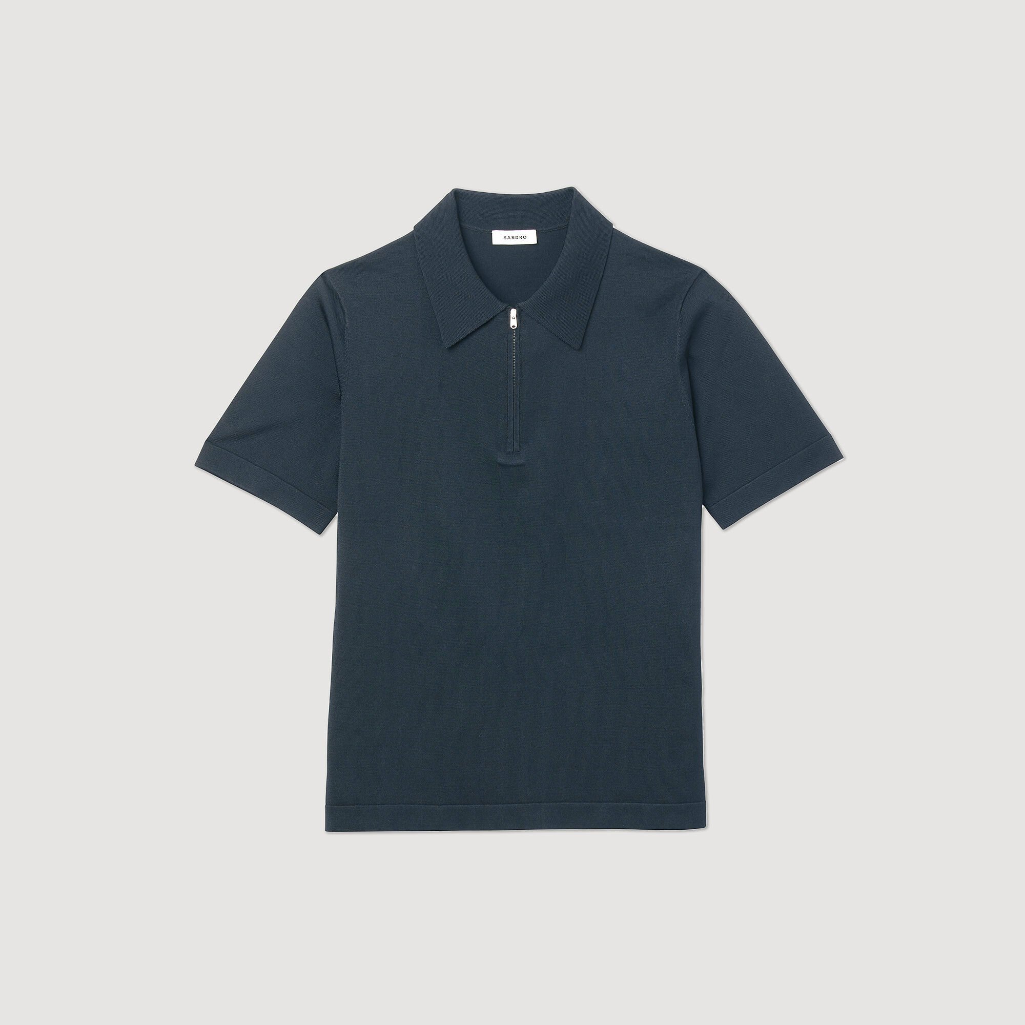 Polo en maille à col zippé