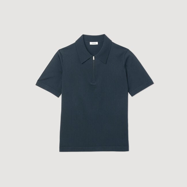 Polo en maille à col zippé