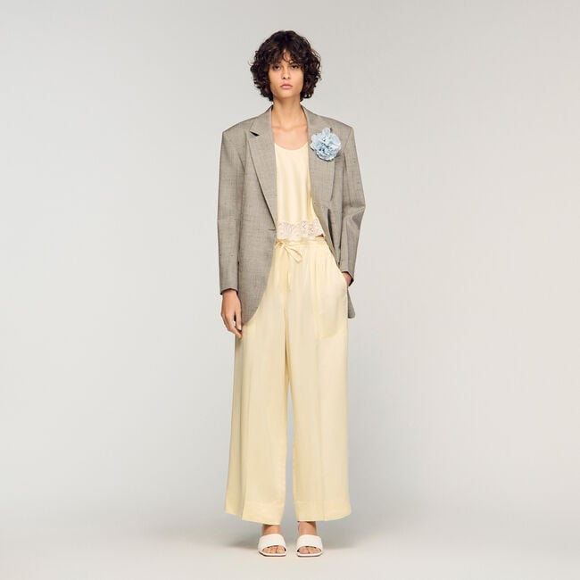 Pantalon large satin&eacute;