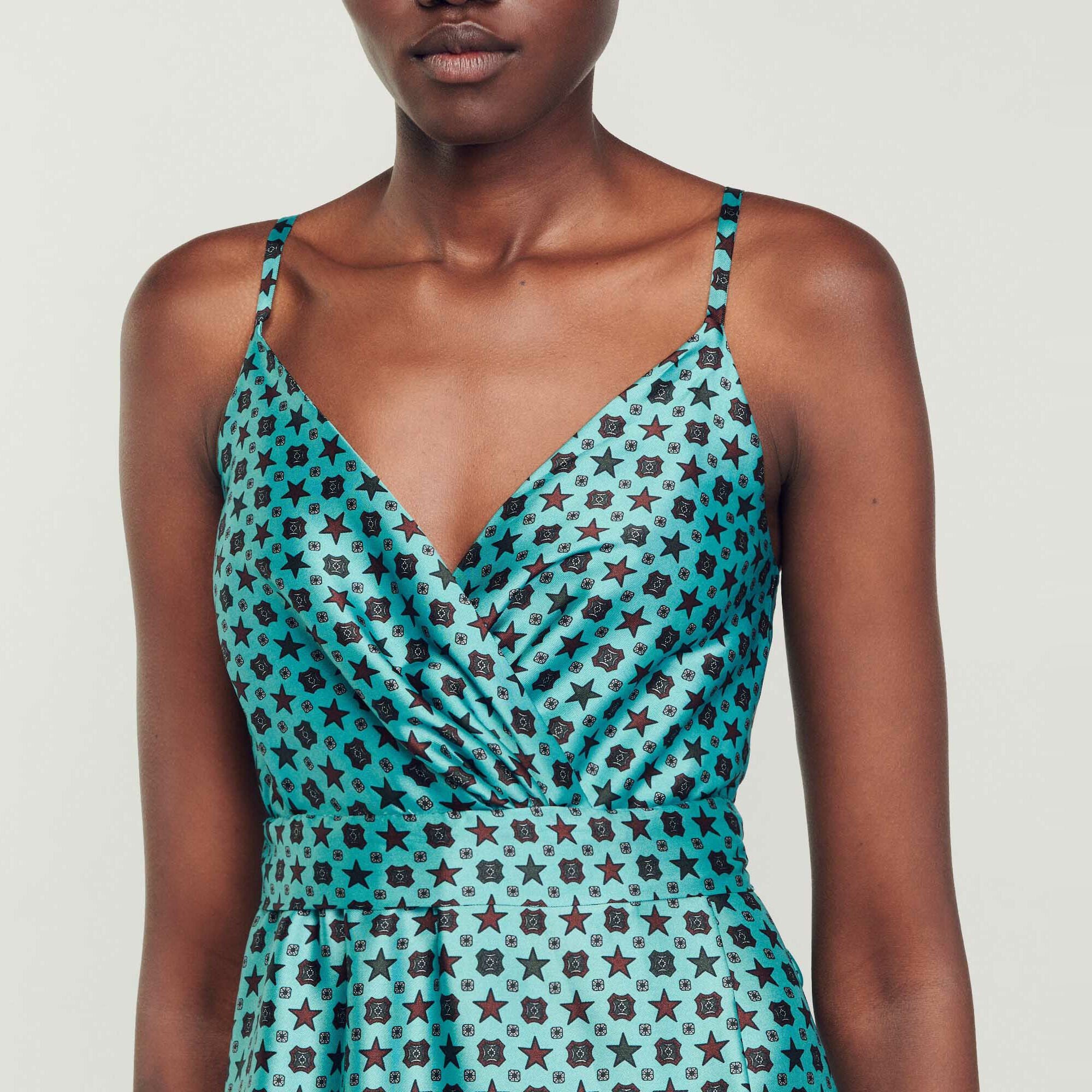 Robe midi satinée imprimée
