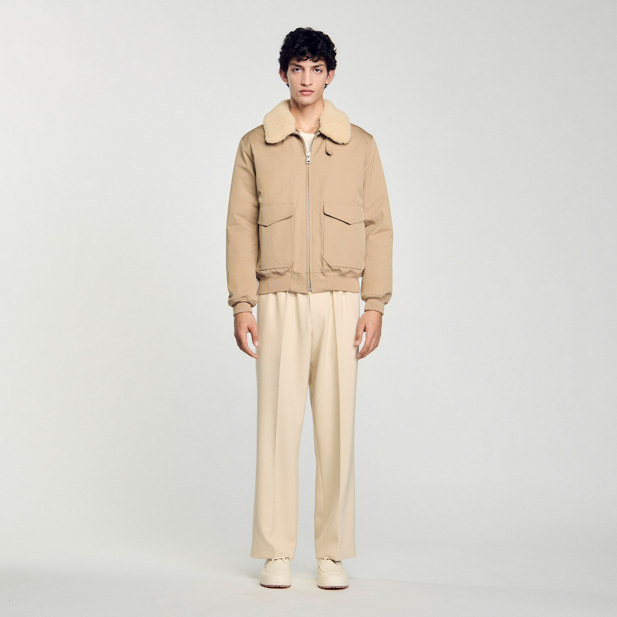 Blouson aviateur à col mouton