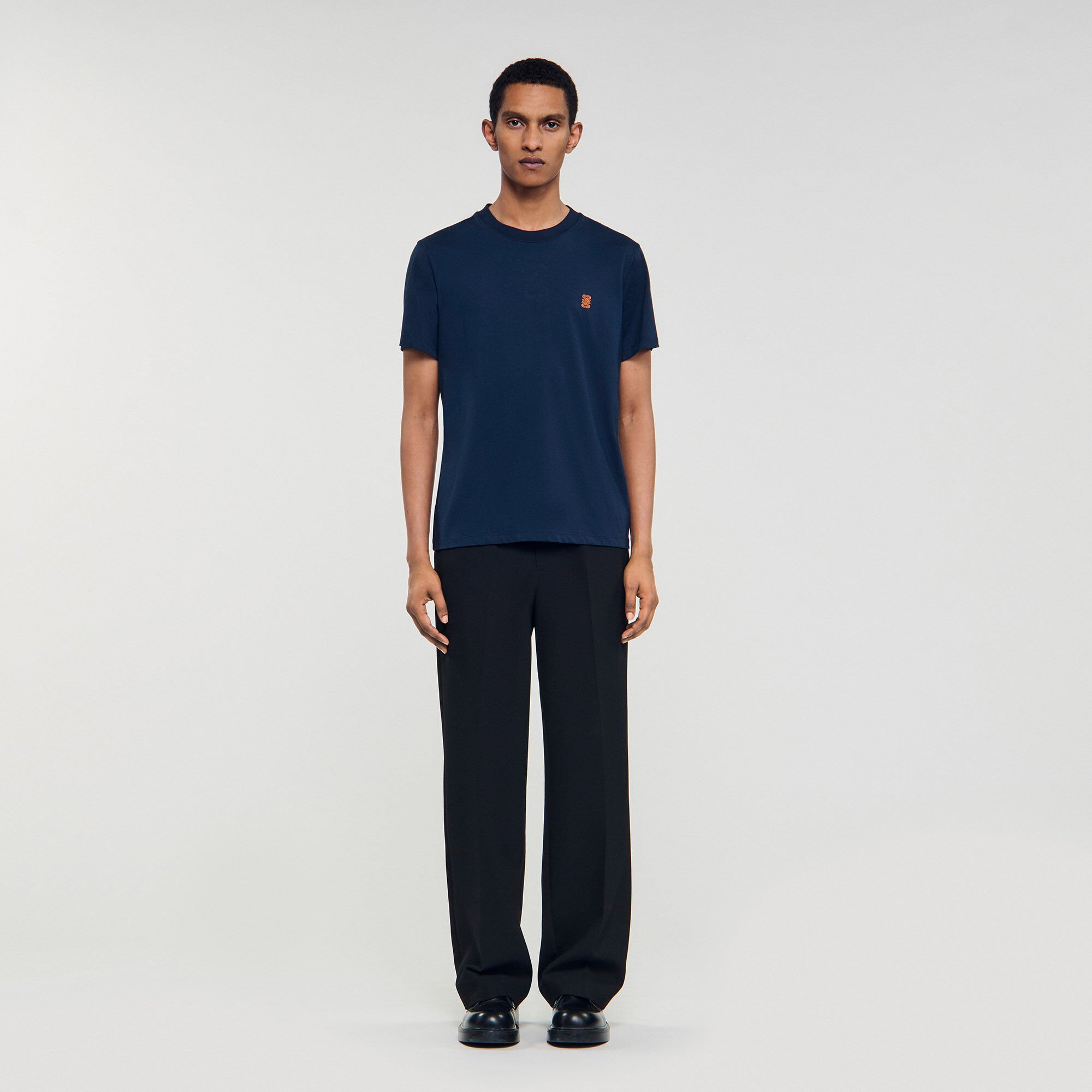 T-shirt à logo en cuir