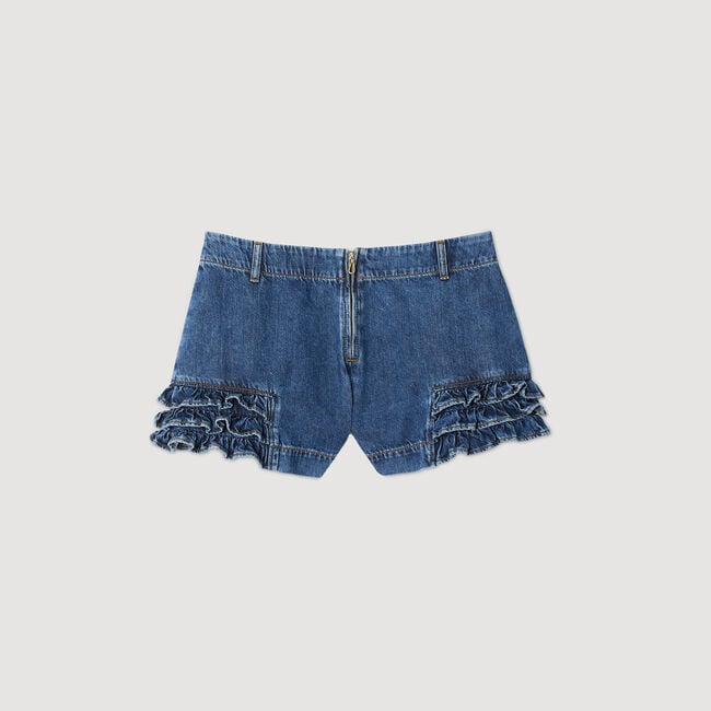 Short en denim à volants 