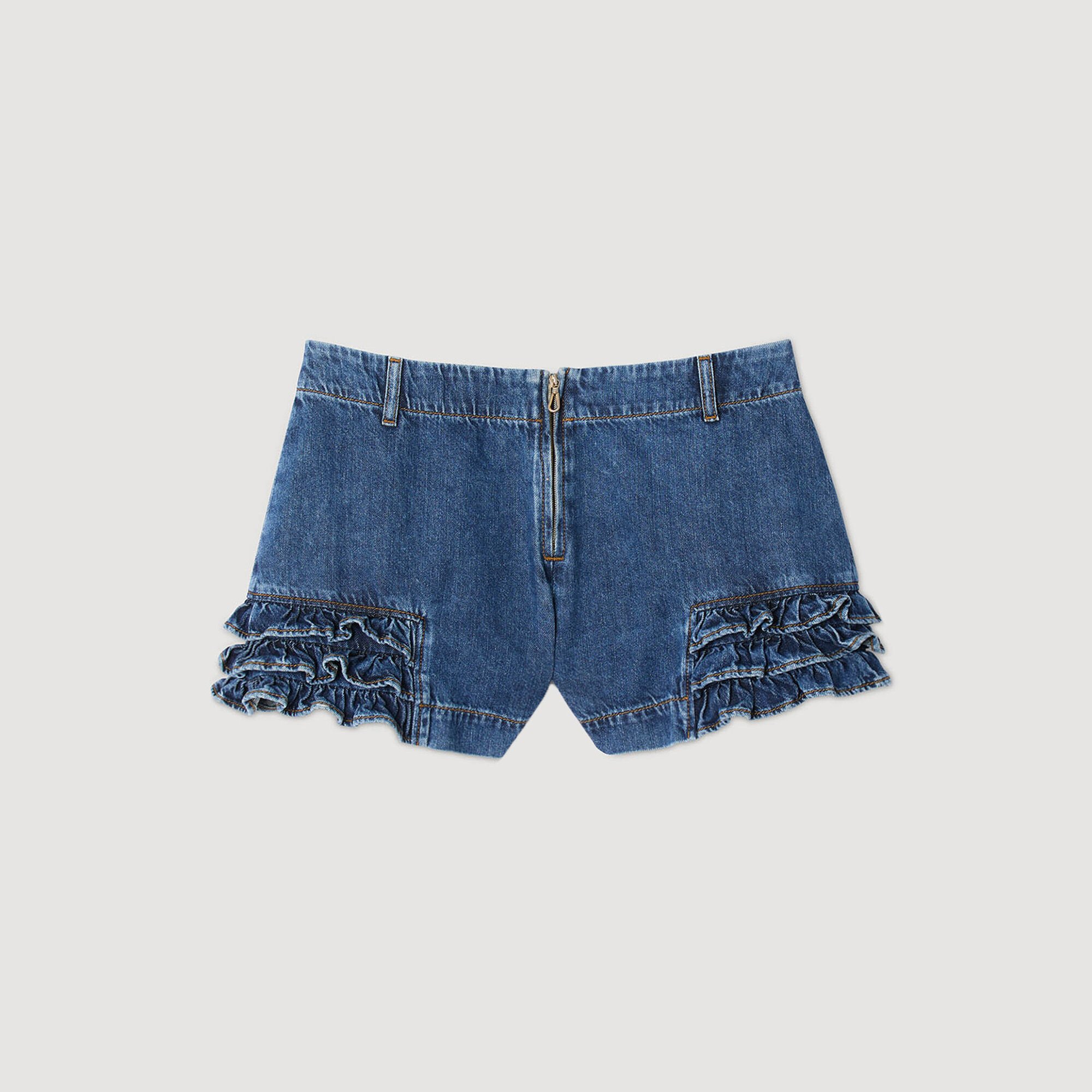 Short en denim à volants 