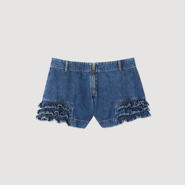 Short en denim à volants 