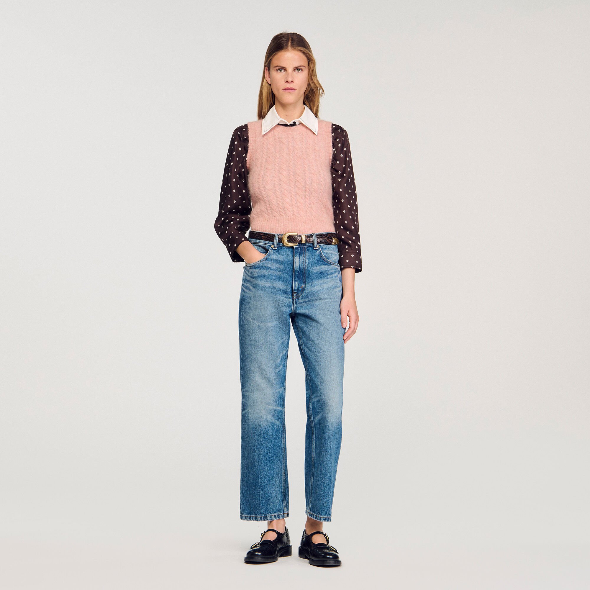 Pull sans manches torsadé