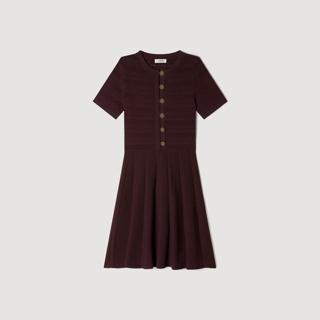 Robe courte en maille imprim&eacute; fleur