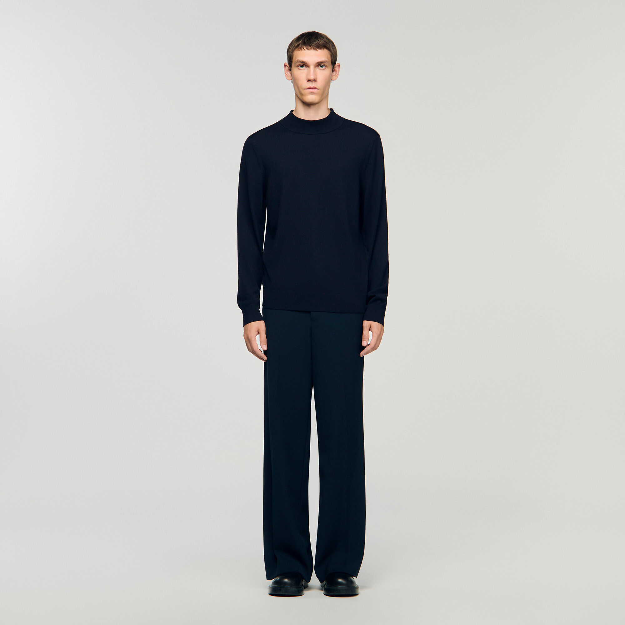 Pull en laine &agrave; col montant