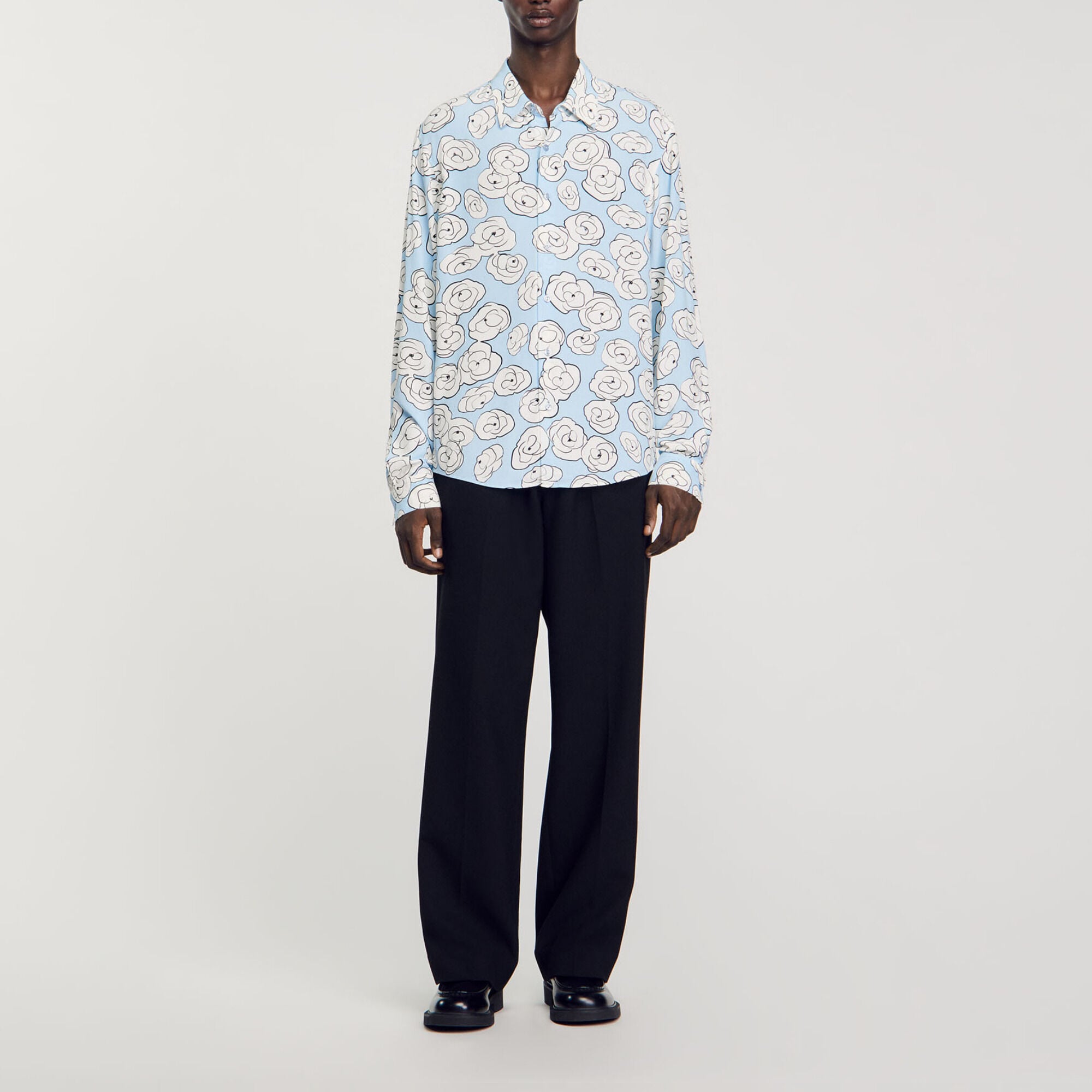 Chemise imprim&eacute; cam&eacute;lias - Homme | Sandro Paris