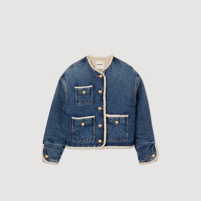 Blouson en denim et fausse fourrure