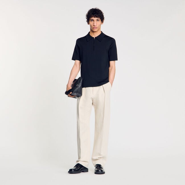 Polo en maille à col zippé