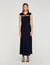 Robe longue satinée strassée