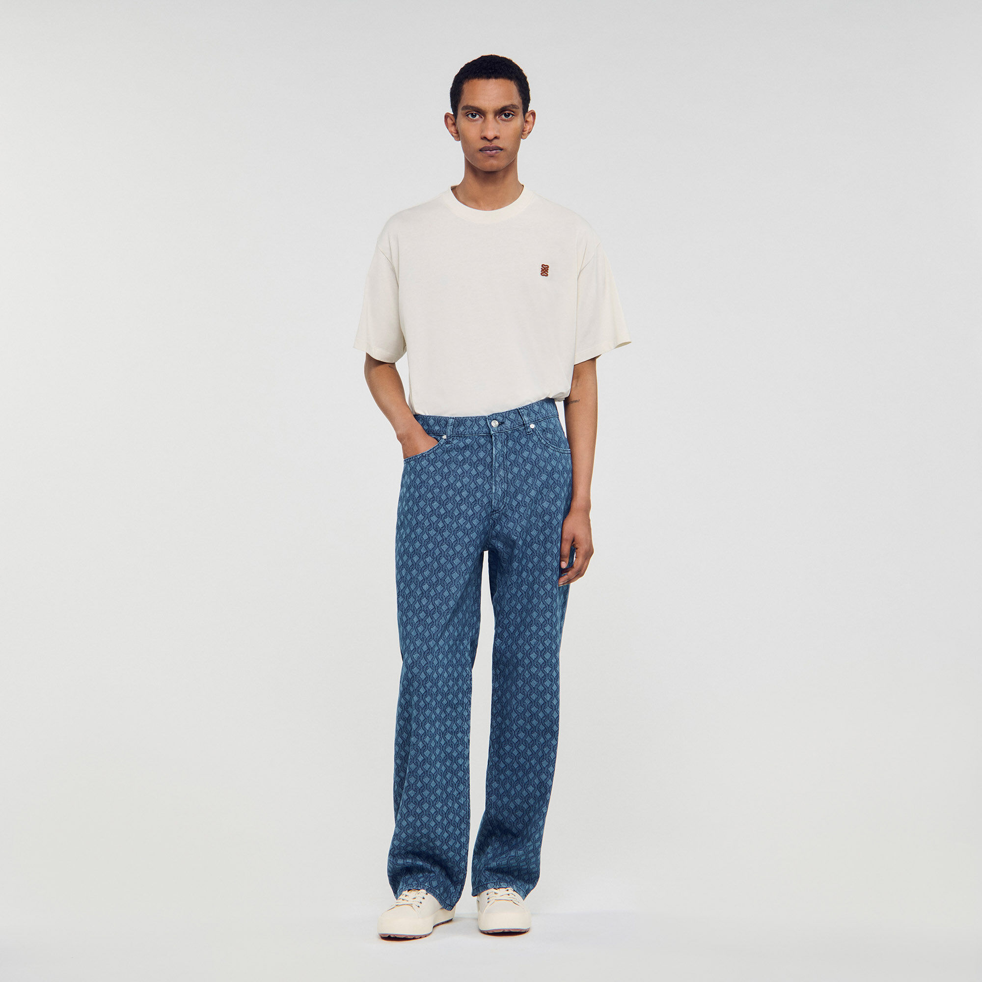 Jean baggy à motif corde