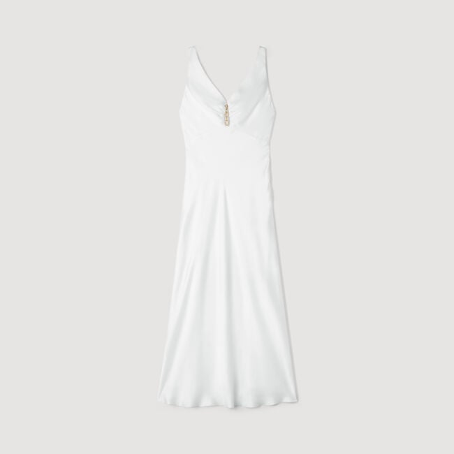 Robe longue satin&eacute;e &agrave; bijou