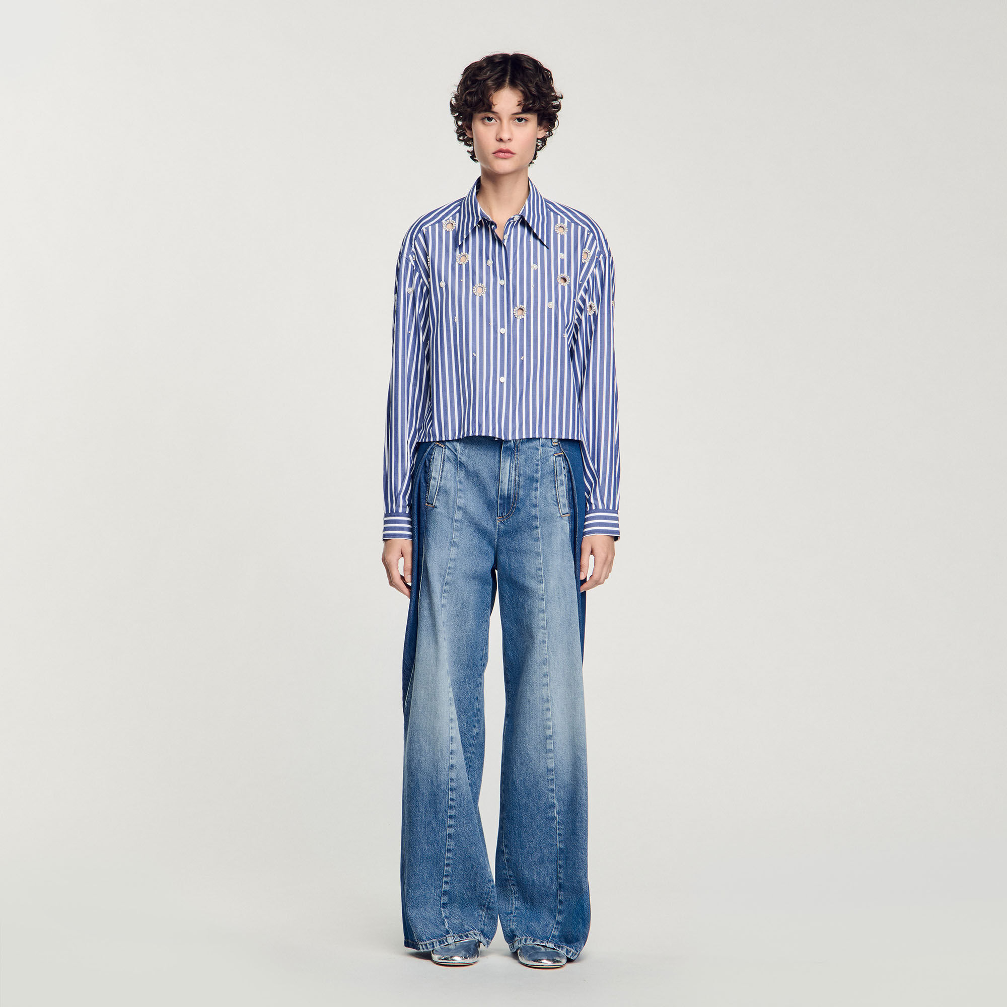 Chemise à rayures perlée