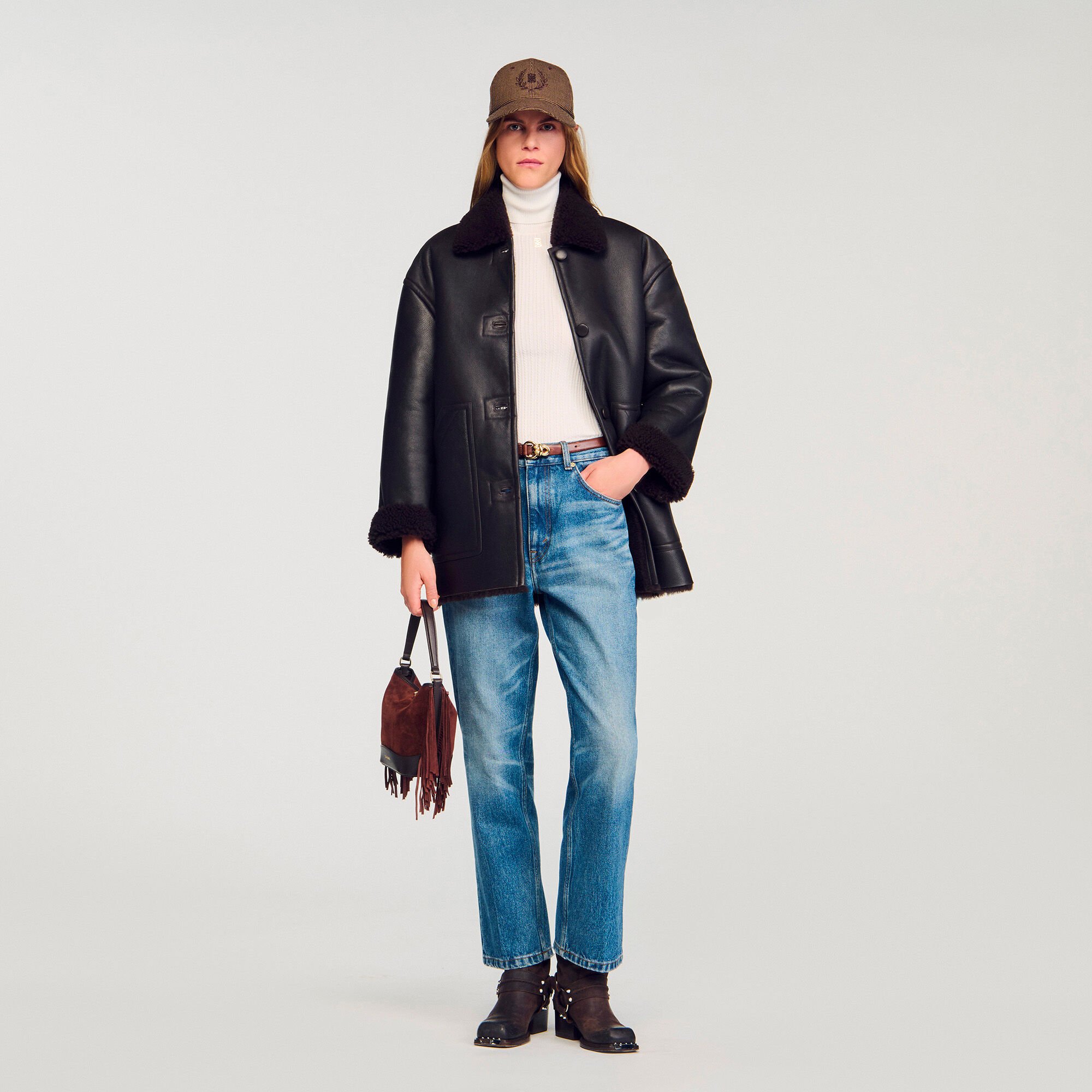 Manteau peau lainée