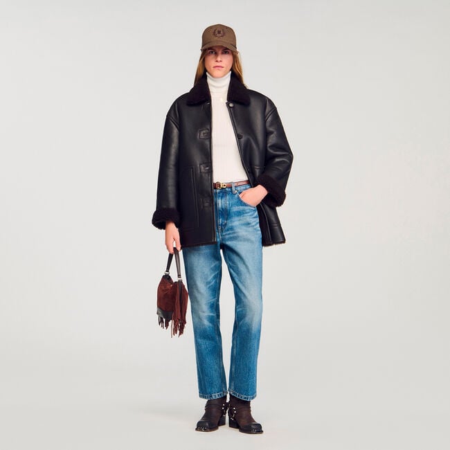 Manteau peau lainée