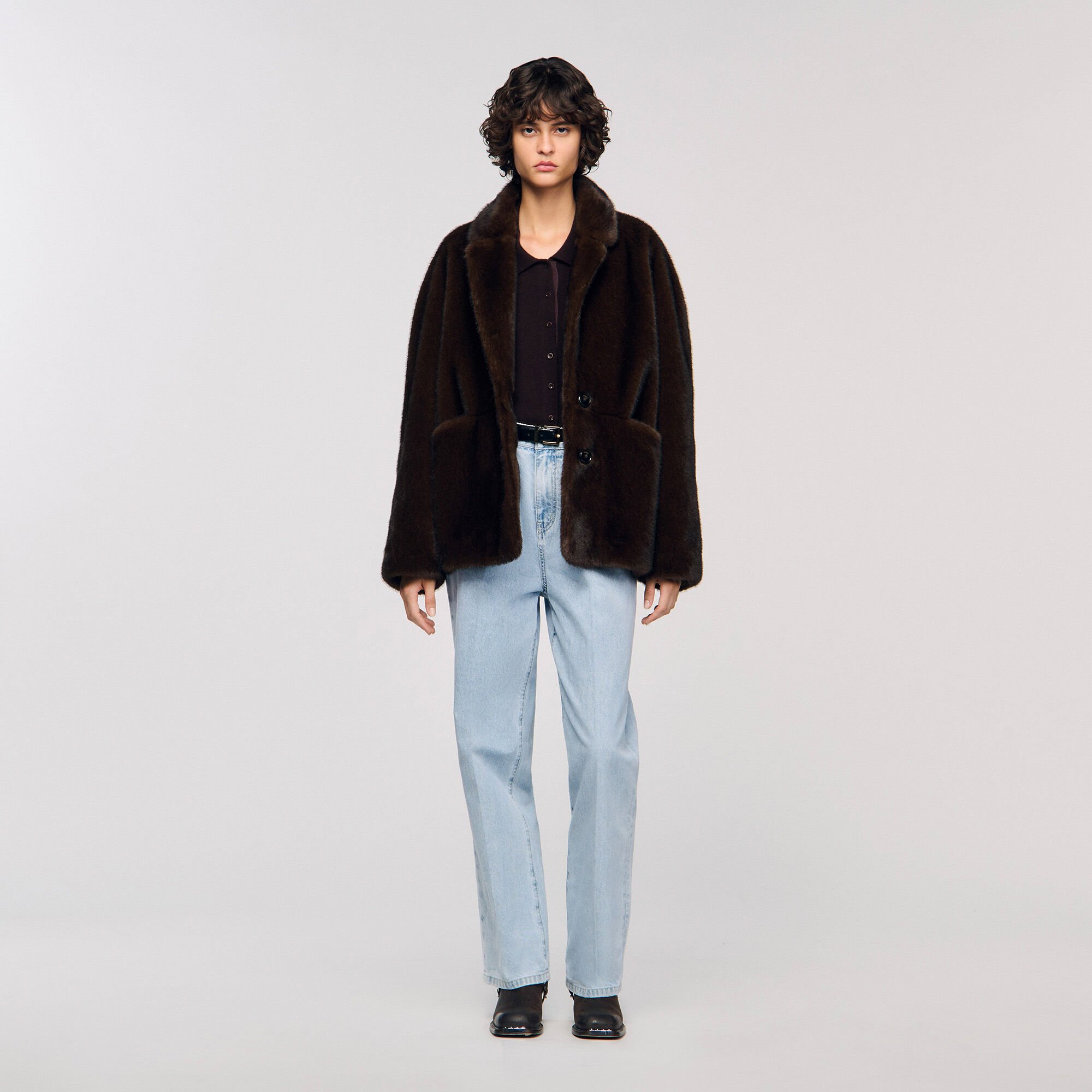 Manteau veste en fausse fourrure