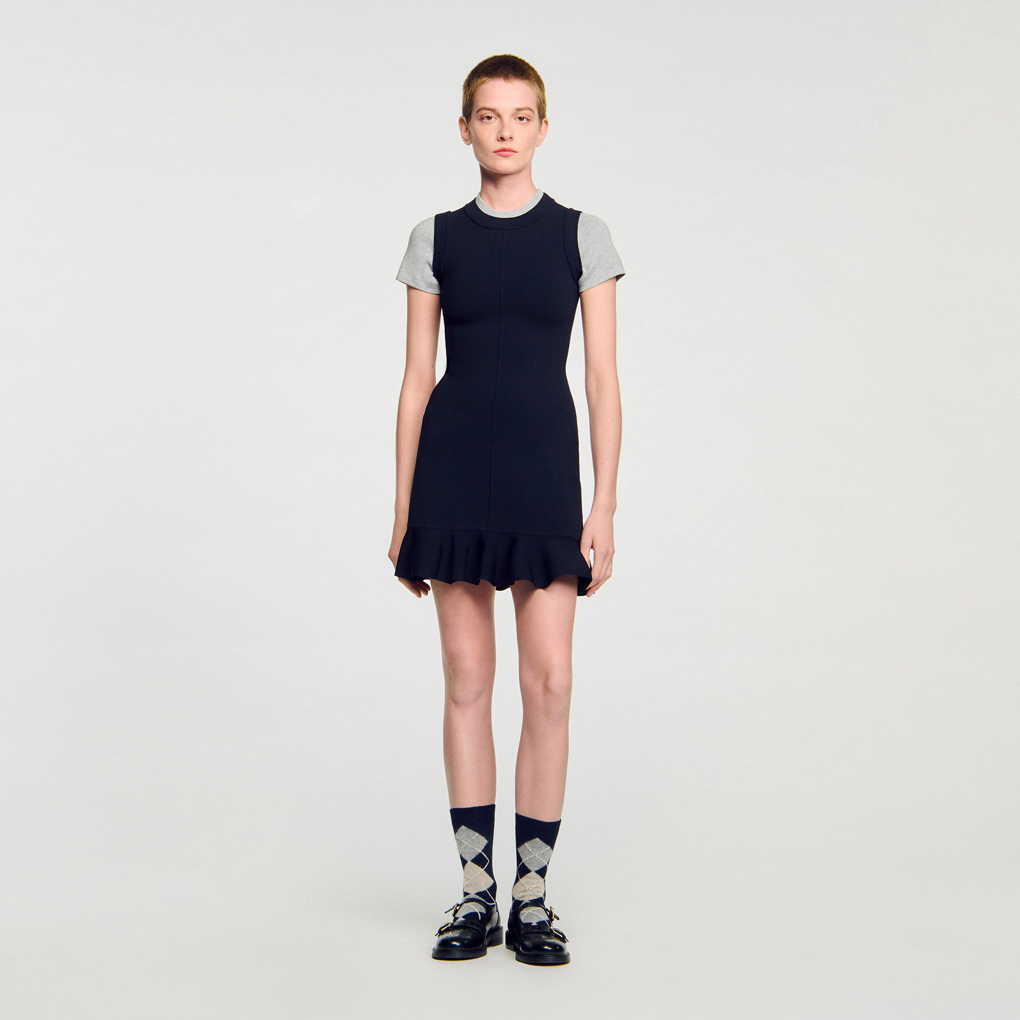 Robe courte en maille 2 en 1