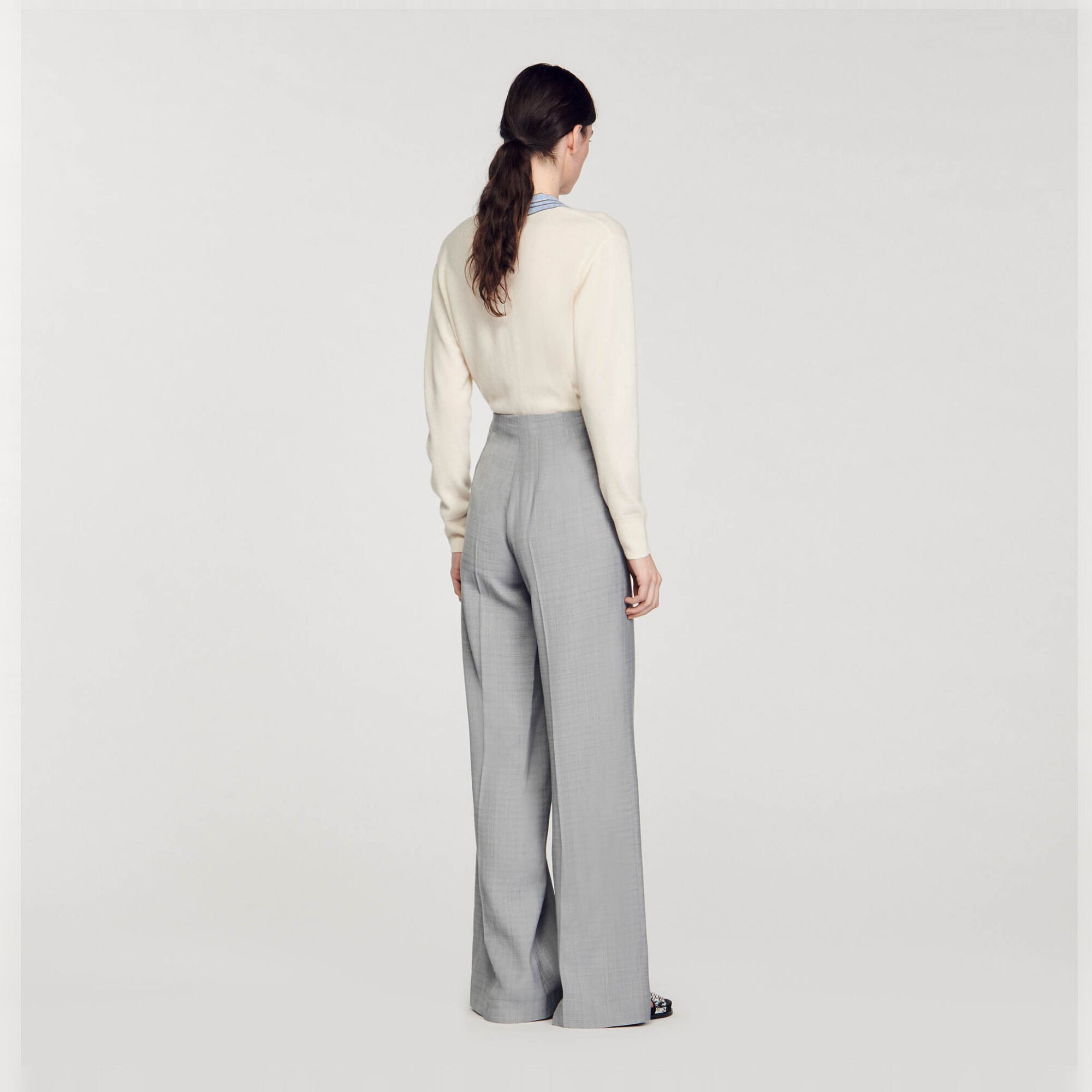 Pantalon de costume évasé taille haute