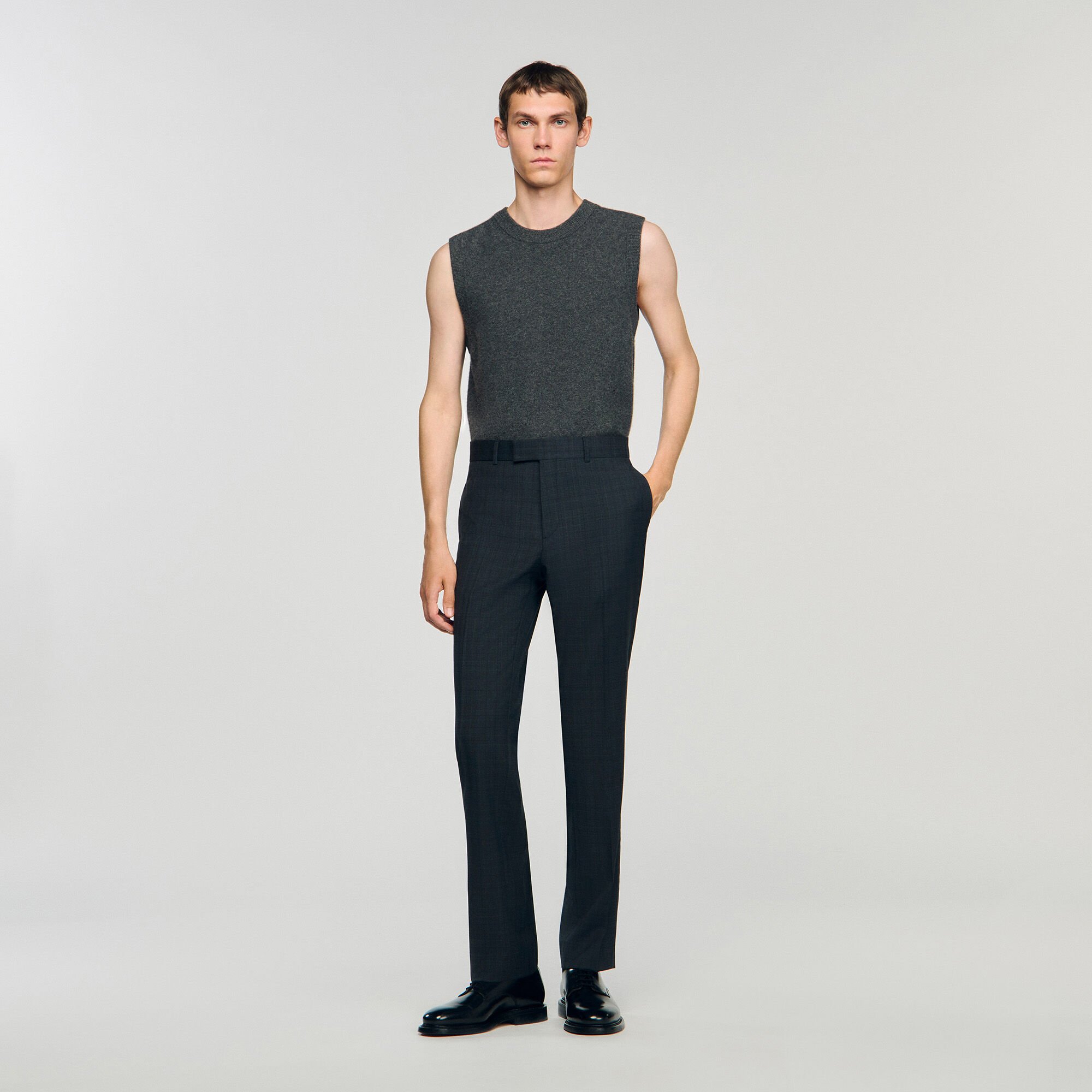 Pantalon en laine à carreaux