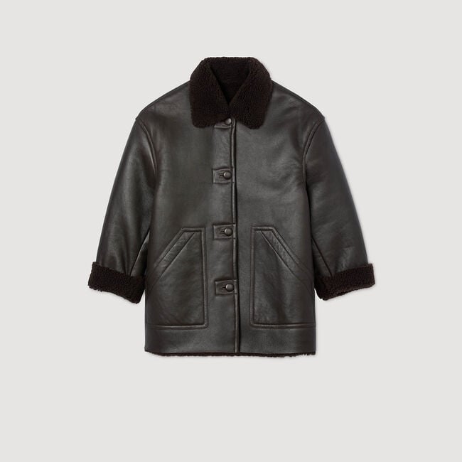 Manteau peau lainée