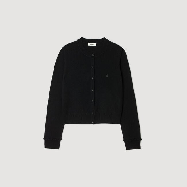 Cardigan laine cachemire volant