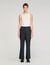 Pantalon large en laine &agrave; boucles