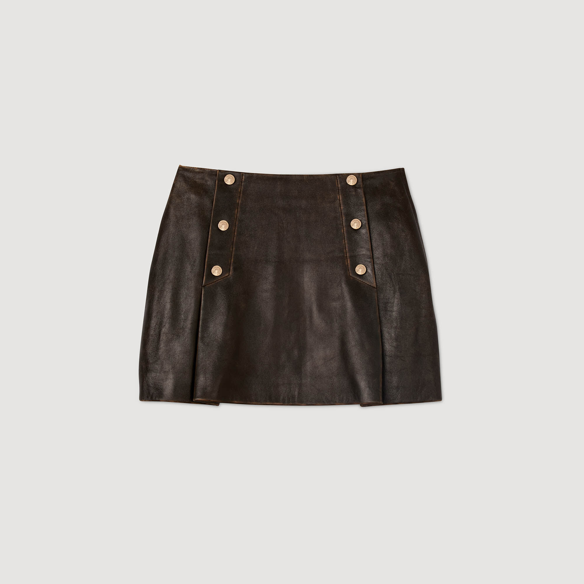 Jupe courte en cuir vieilli