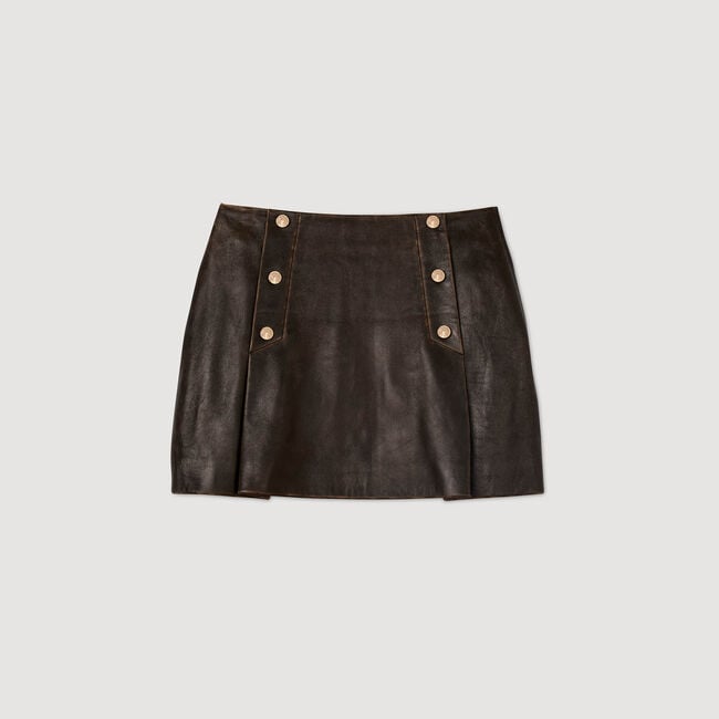 Jupe courte en cuir vieilli