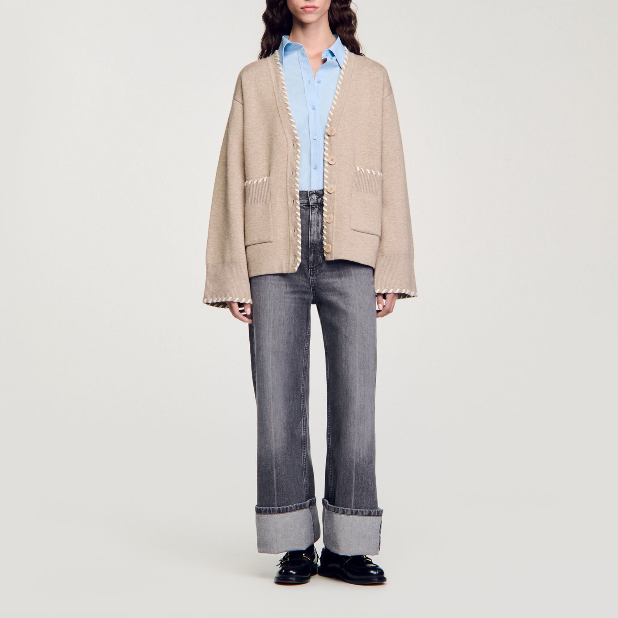 Cardigan à liseré contrasté