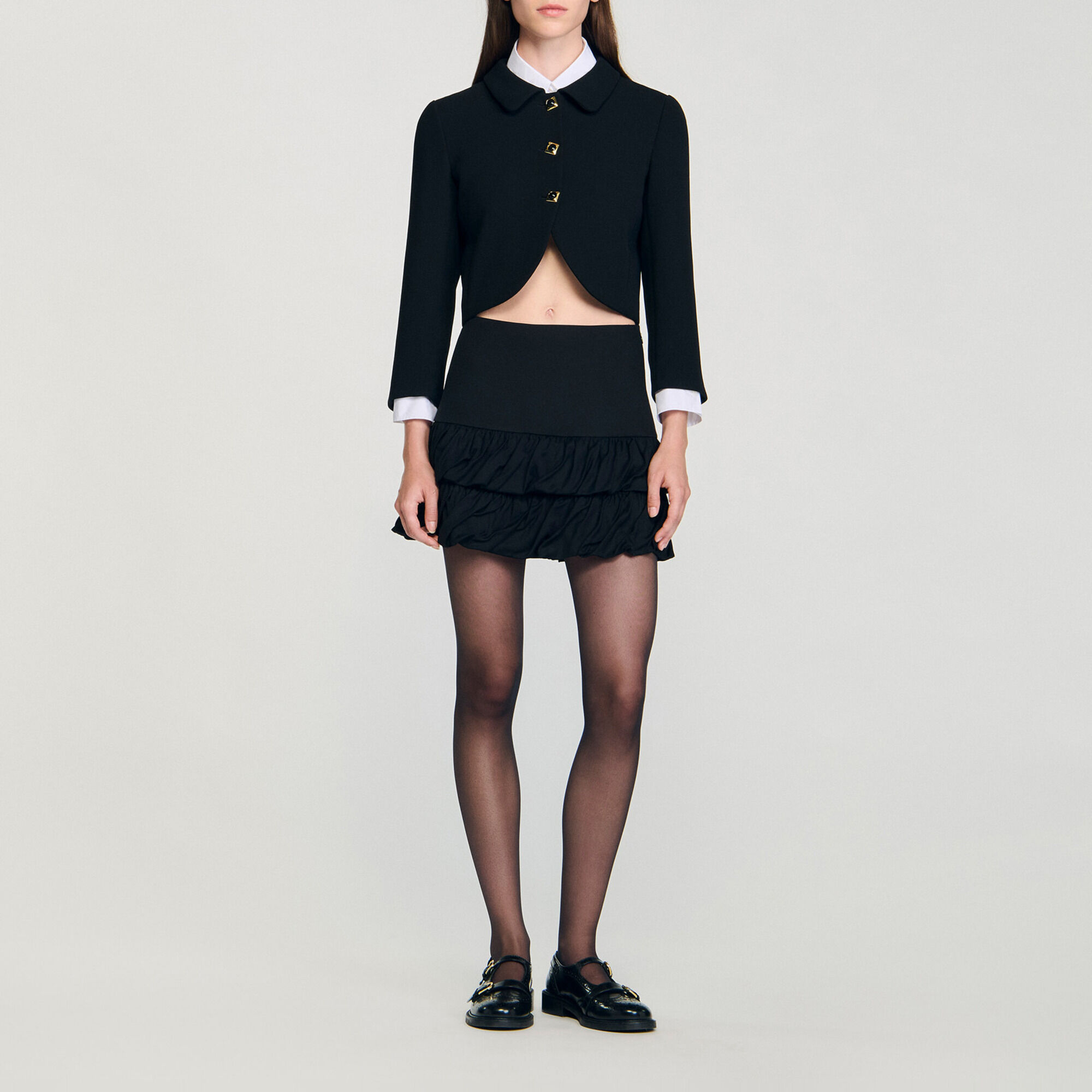 Veste courte &agrave; boutons bijou - Femme | Sandro Paris