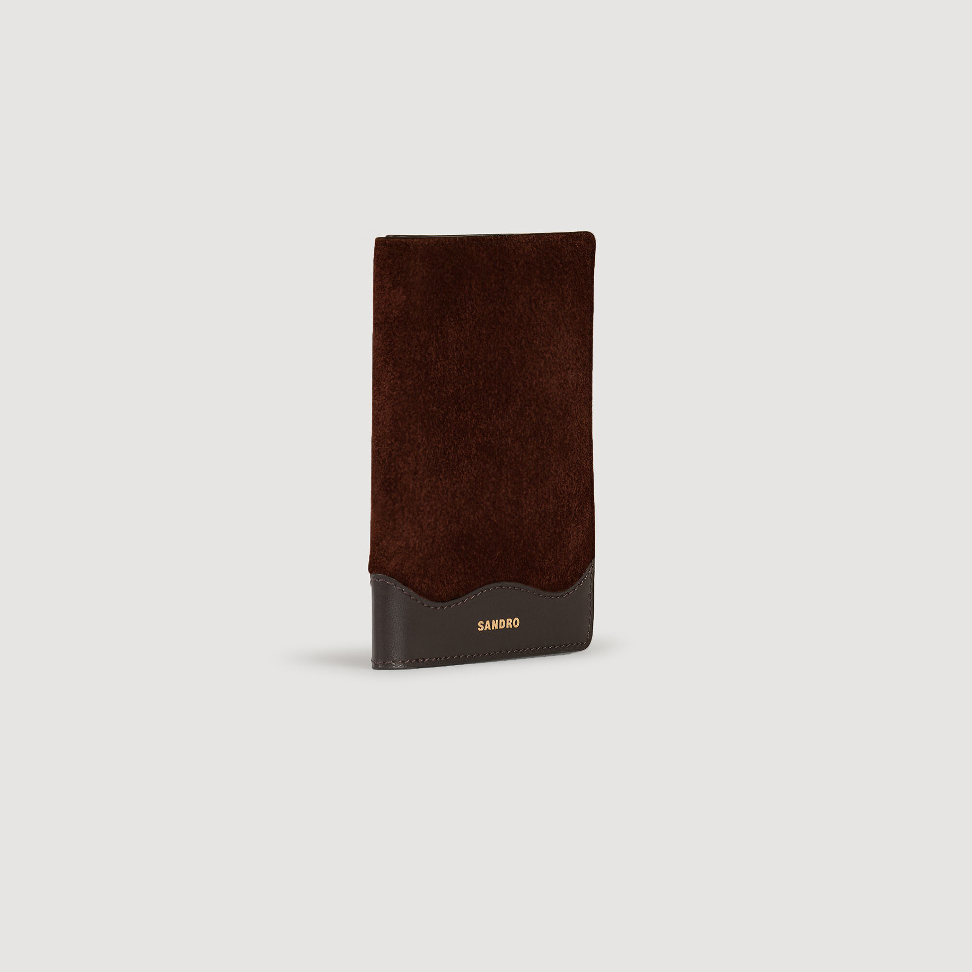 Pochette de passeport en cuir et suède