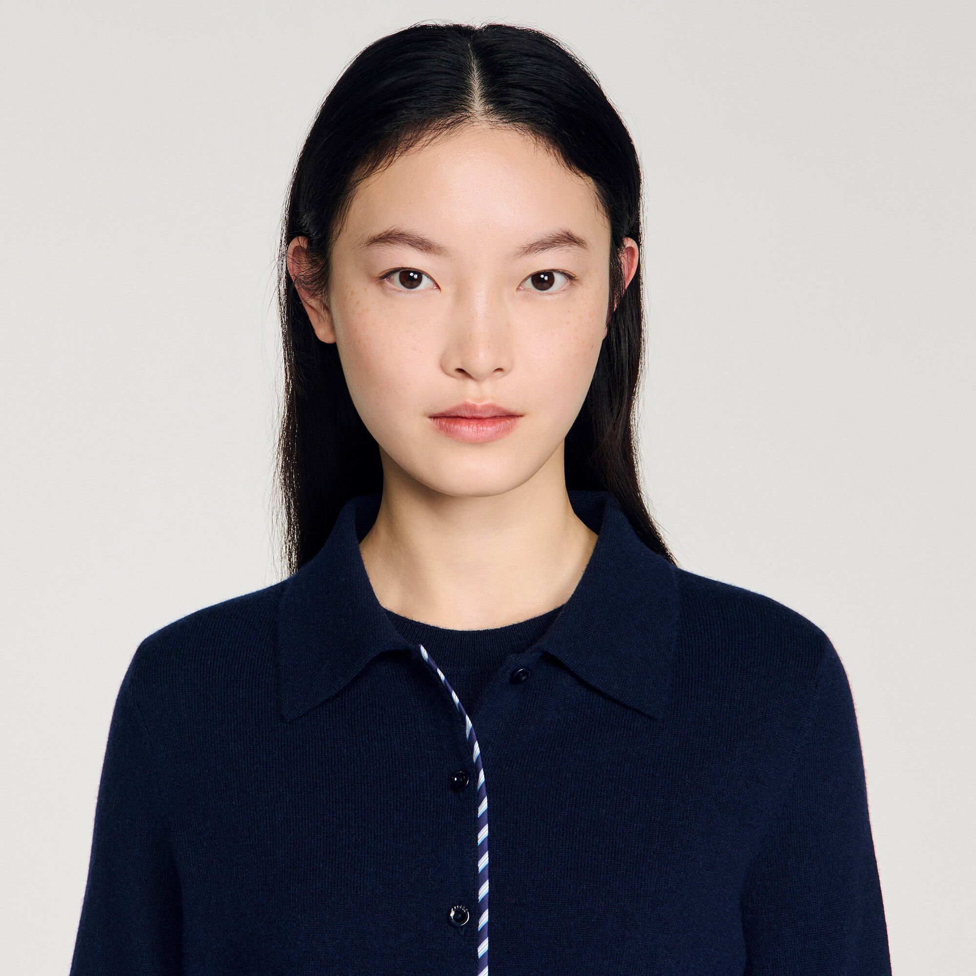 Cardigan laine cachemire &agrave; rayures