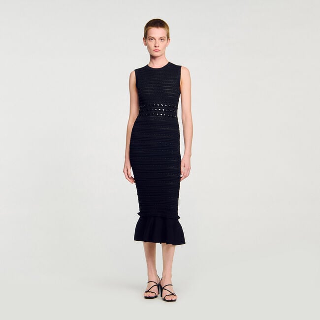 Robe longue en maille à studs
