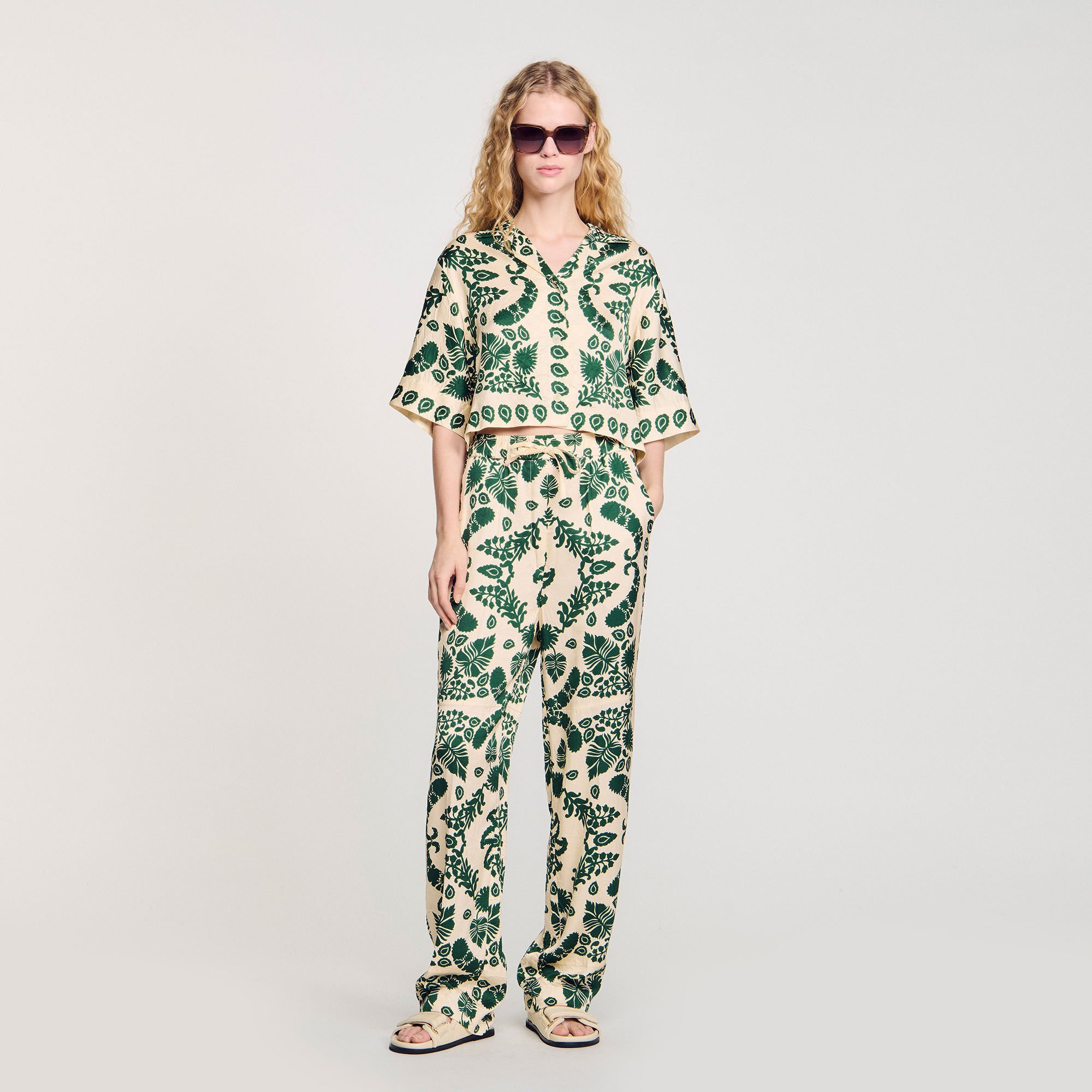 Pantalon à imprimé fleuri